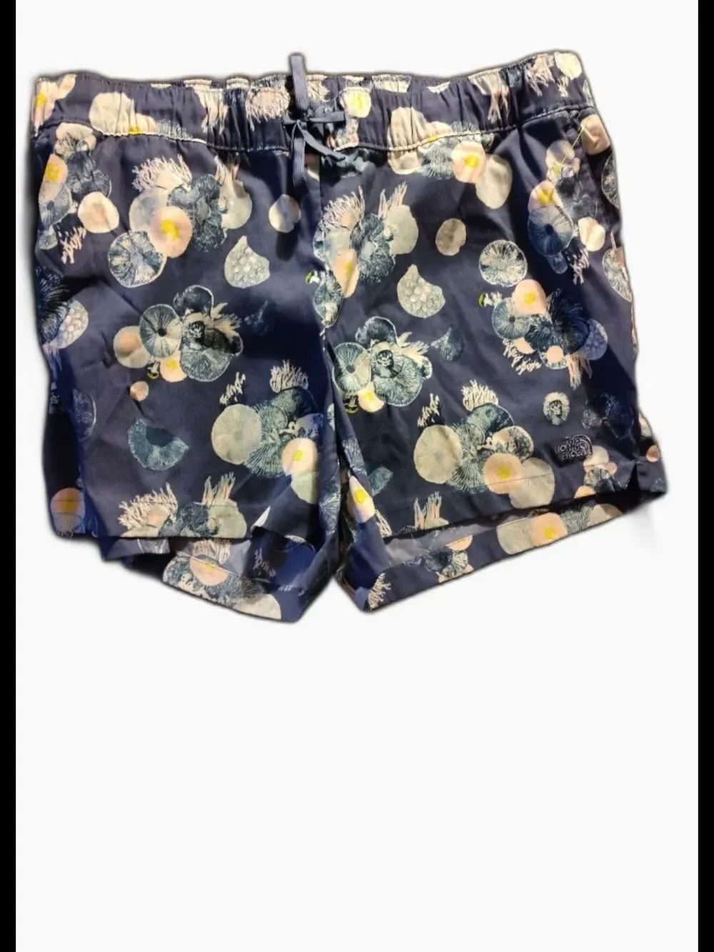 The North Face Navy Floral Drawstring Bermuda Shorts(437)